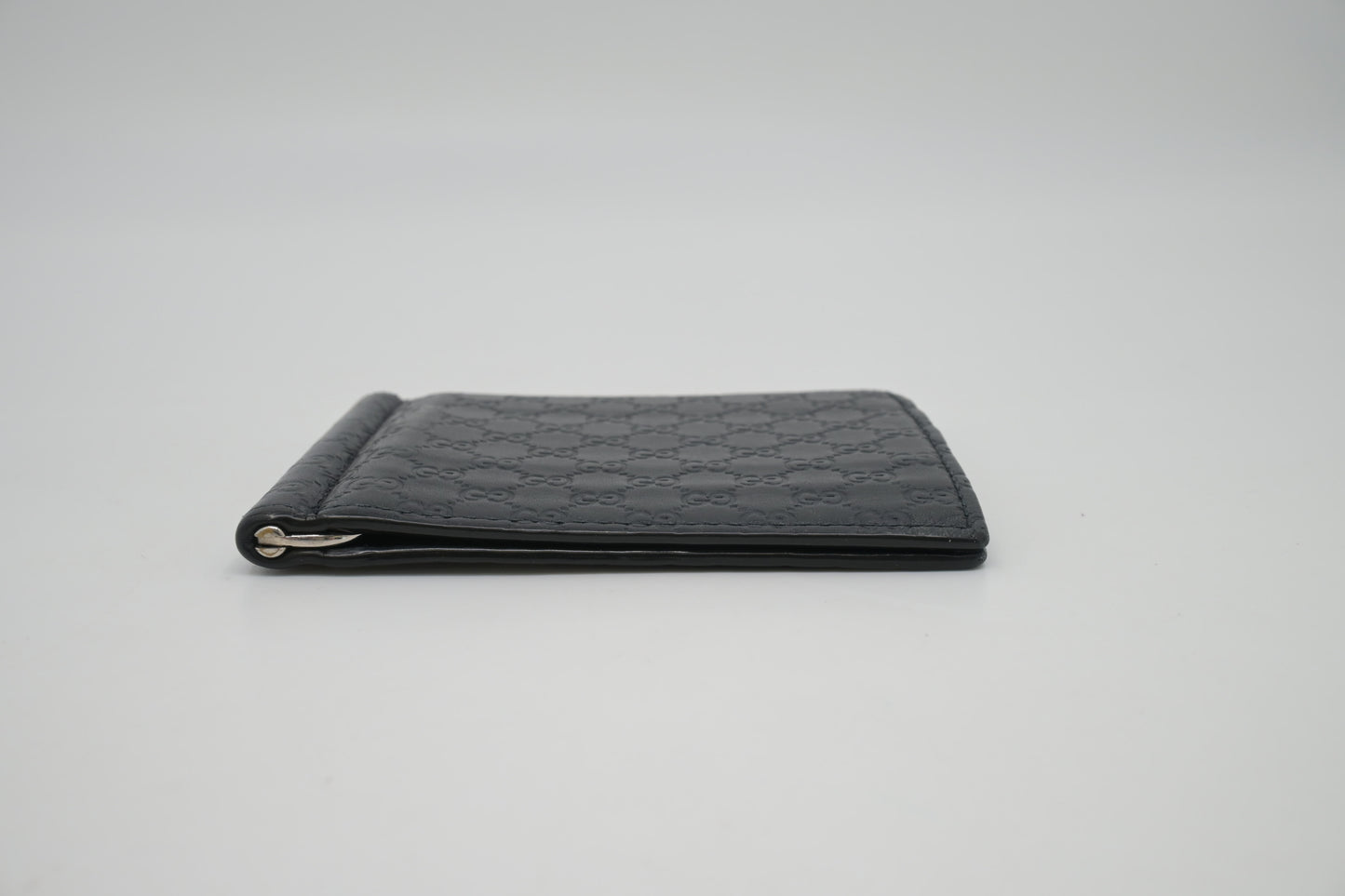 Gucci Bifold Money Clip Wallet in Navy Blue Leather