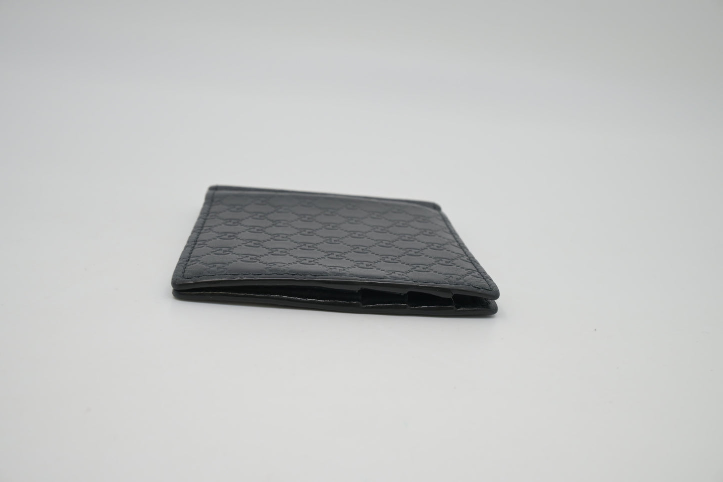 Gucci Bifold Money Clip Wallet in Navy Blue Leather