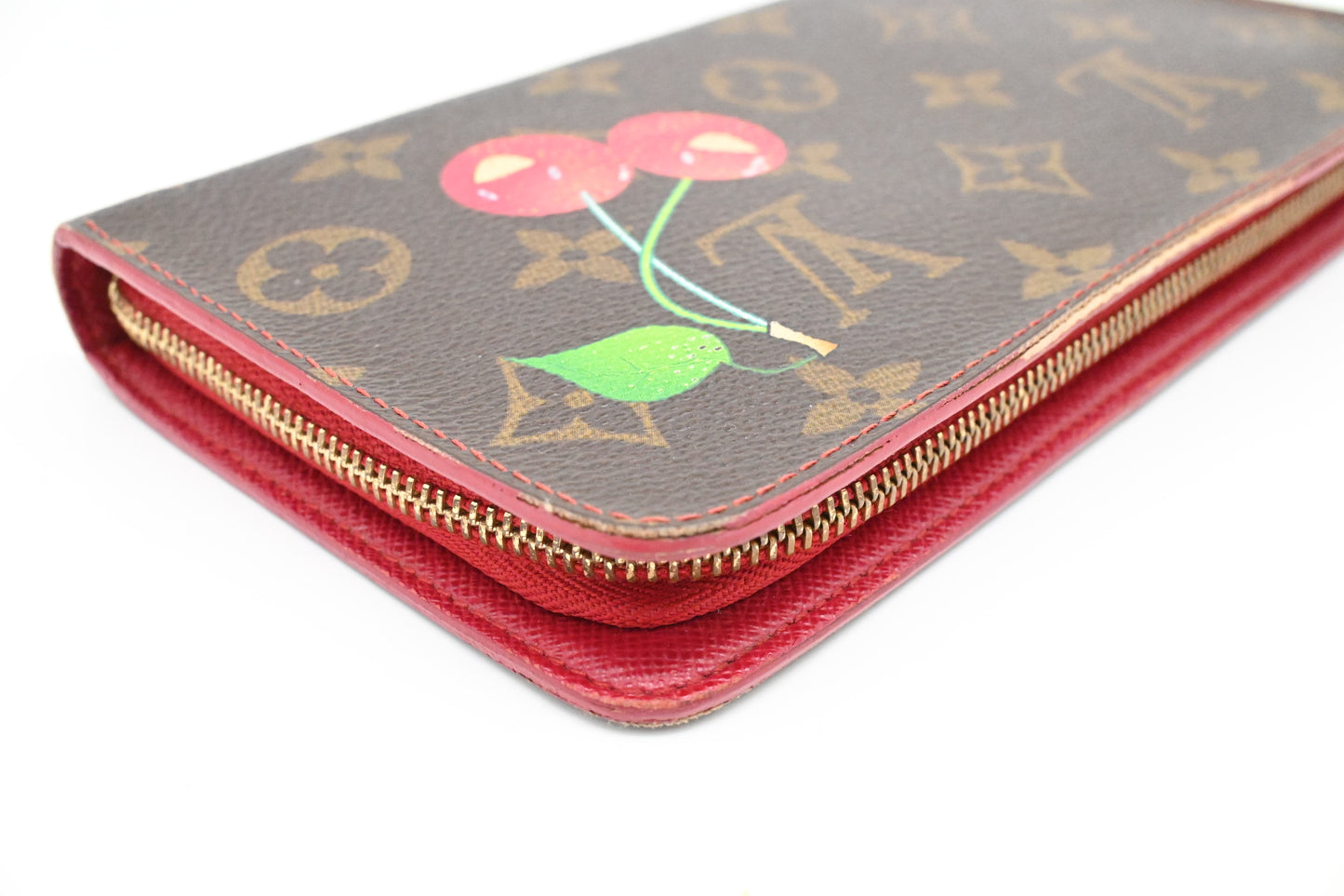 Louis Vuitton x Takashi Murakami Zip Wallet in Cherry Monogram Canvas