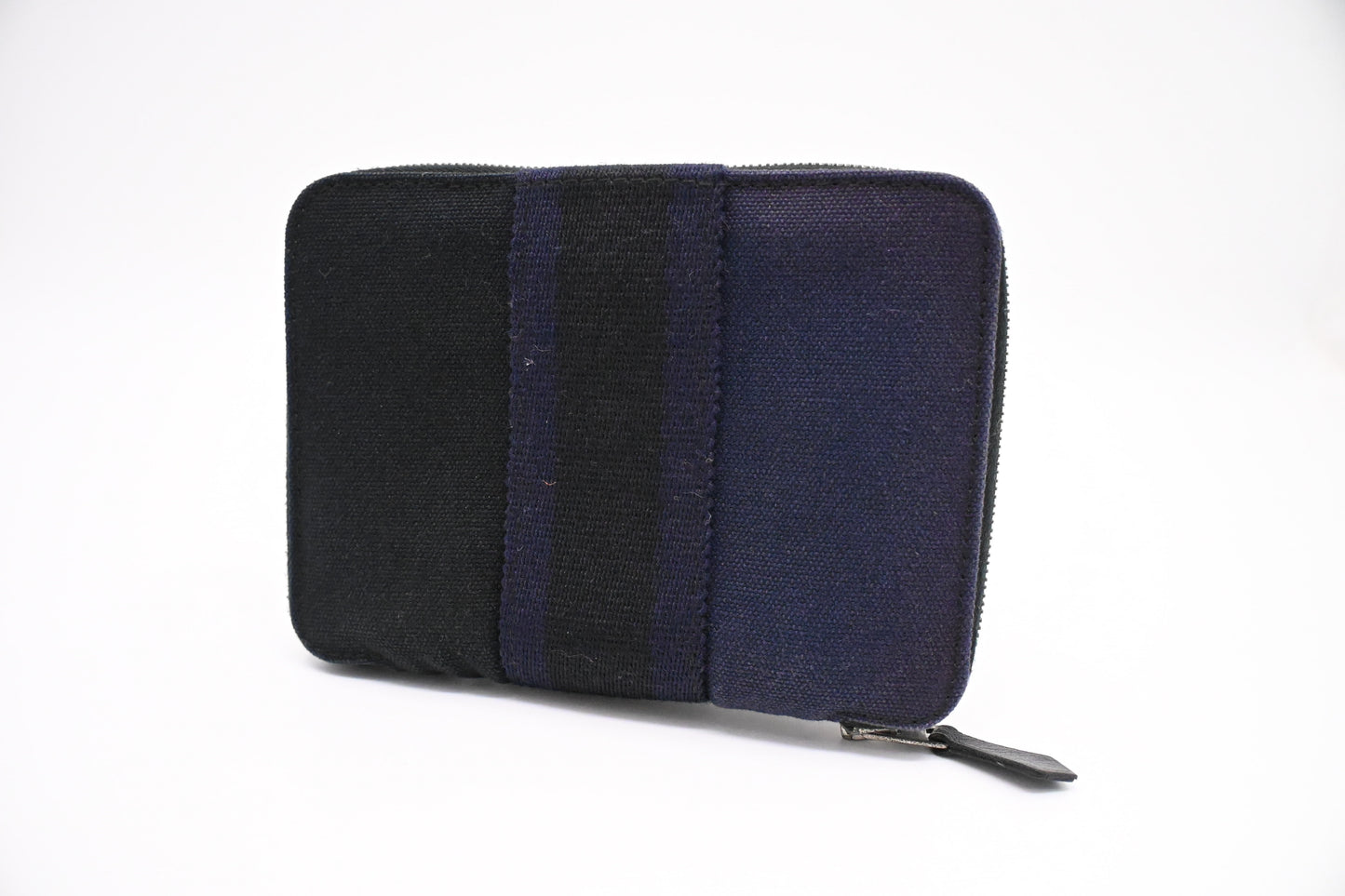 Hermes Fourre-Tout Wallet in Black and Blue Canvas