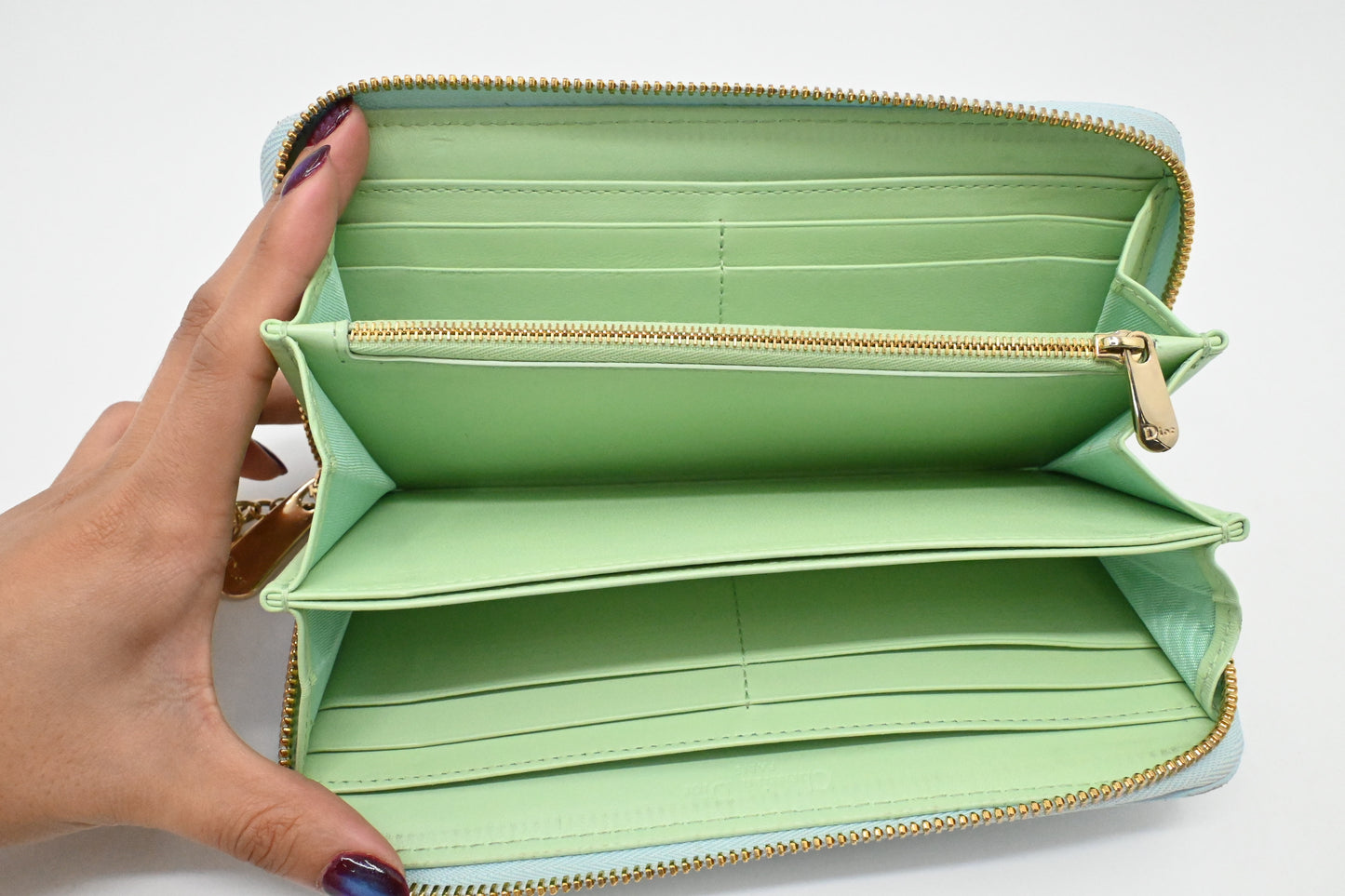 Dior Voyageur Wallet in Light Blue Leather