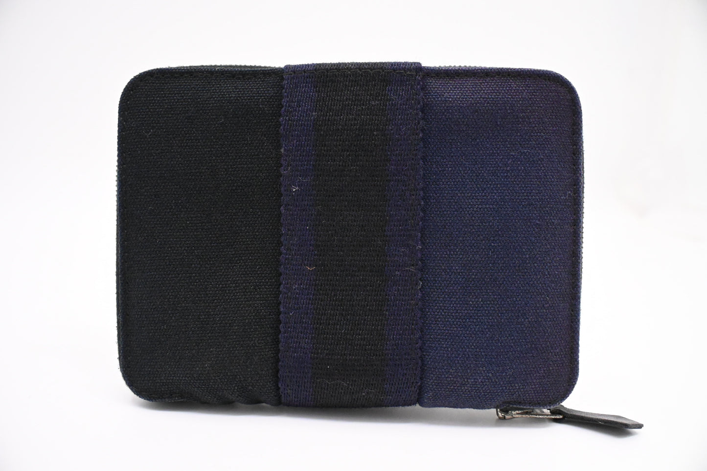 Hermes Fourre-Tout Wallet in Black and Blue Canvas