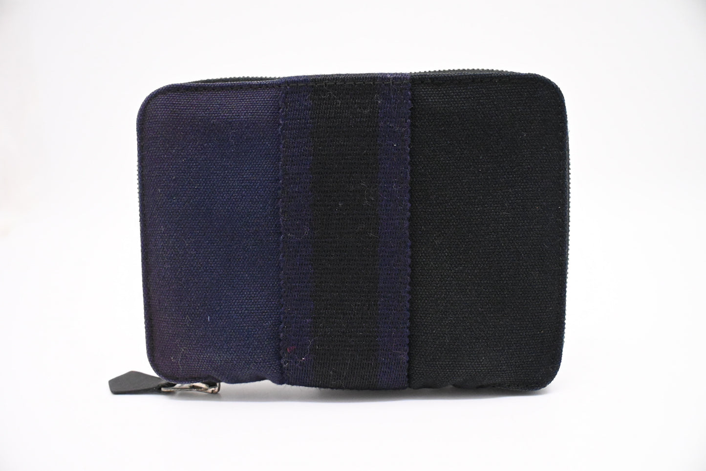 Hermes Fourre-Tout Wallet in Black and Blue Canvas
