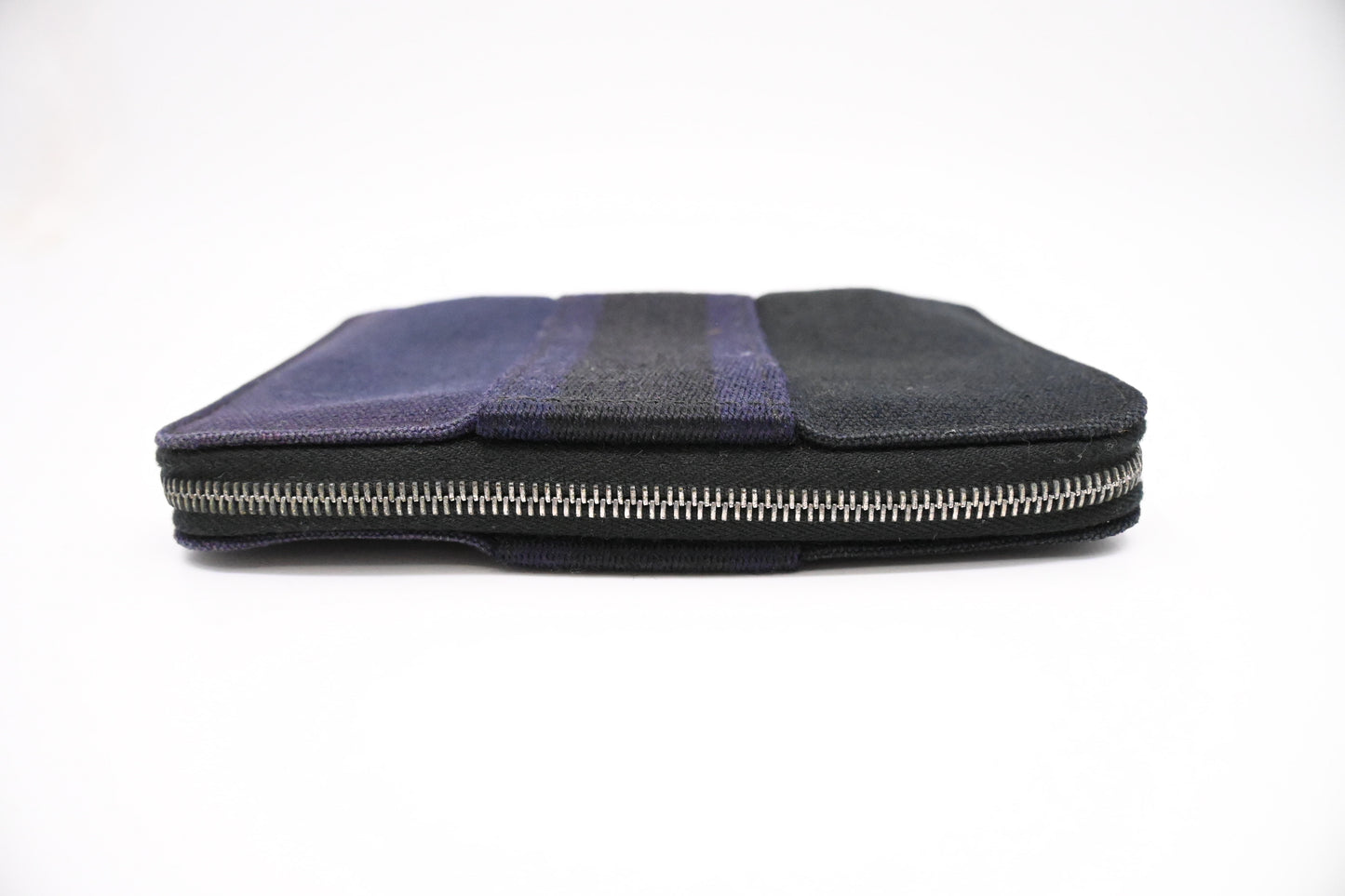 Hermes Fourre-Tout Wallet in Black and Blue Canvas