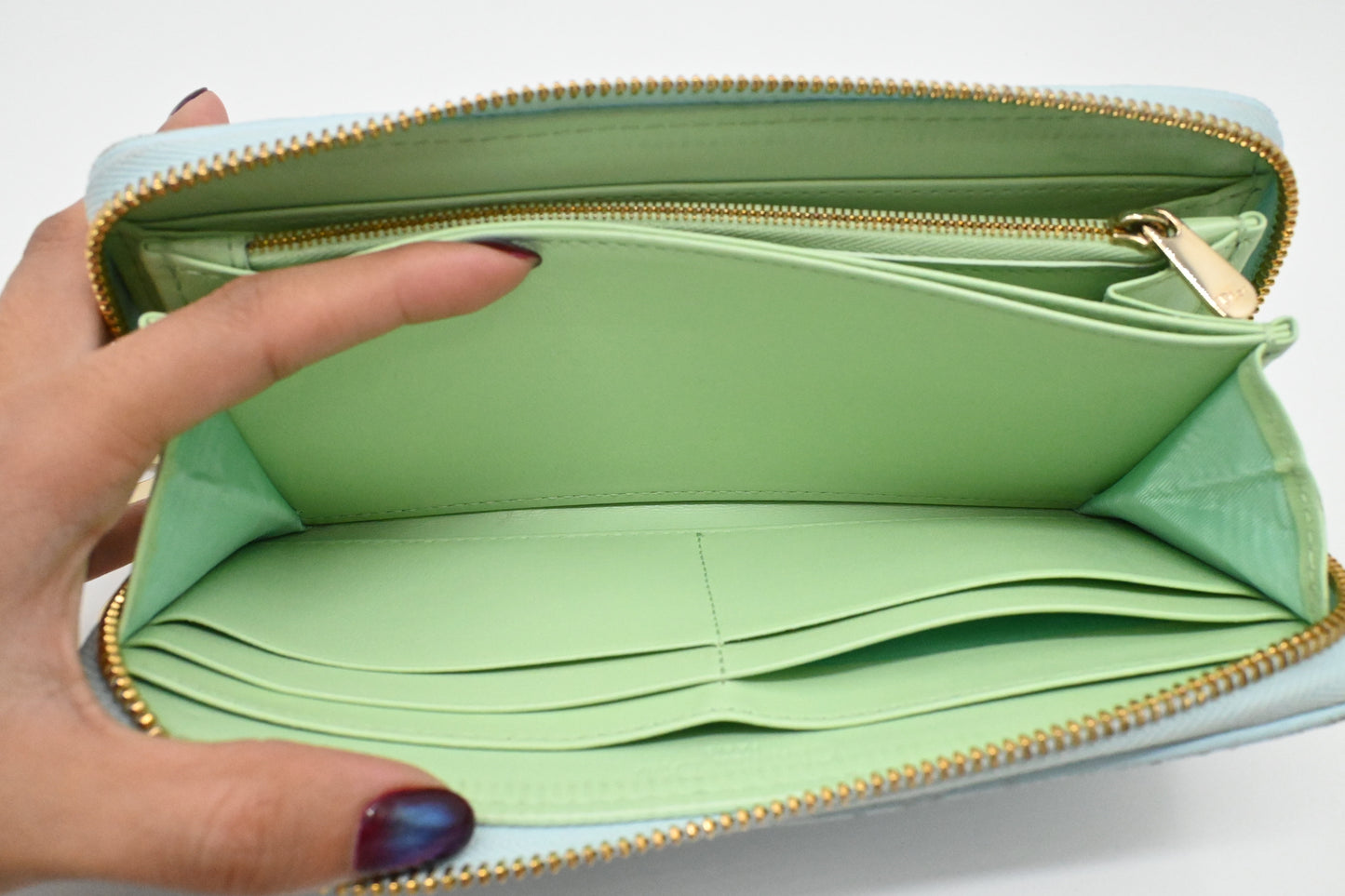 Dior Voyageur Wallet in Light Blue Leather