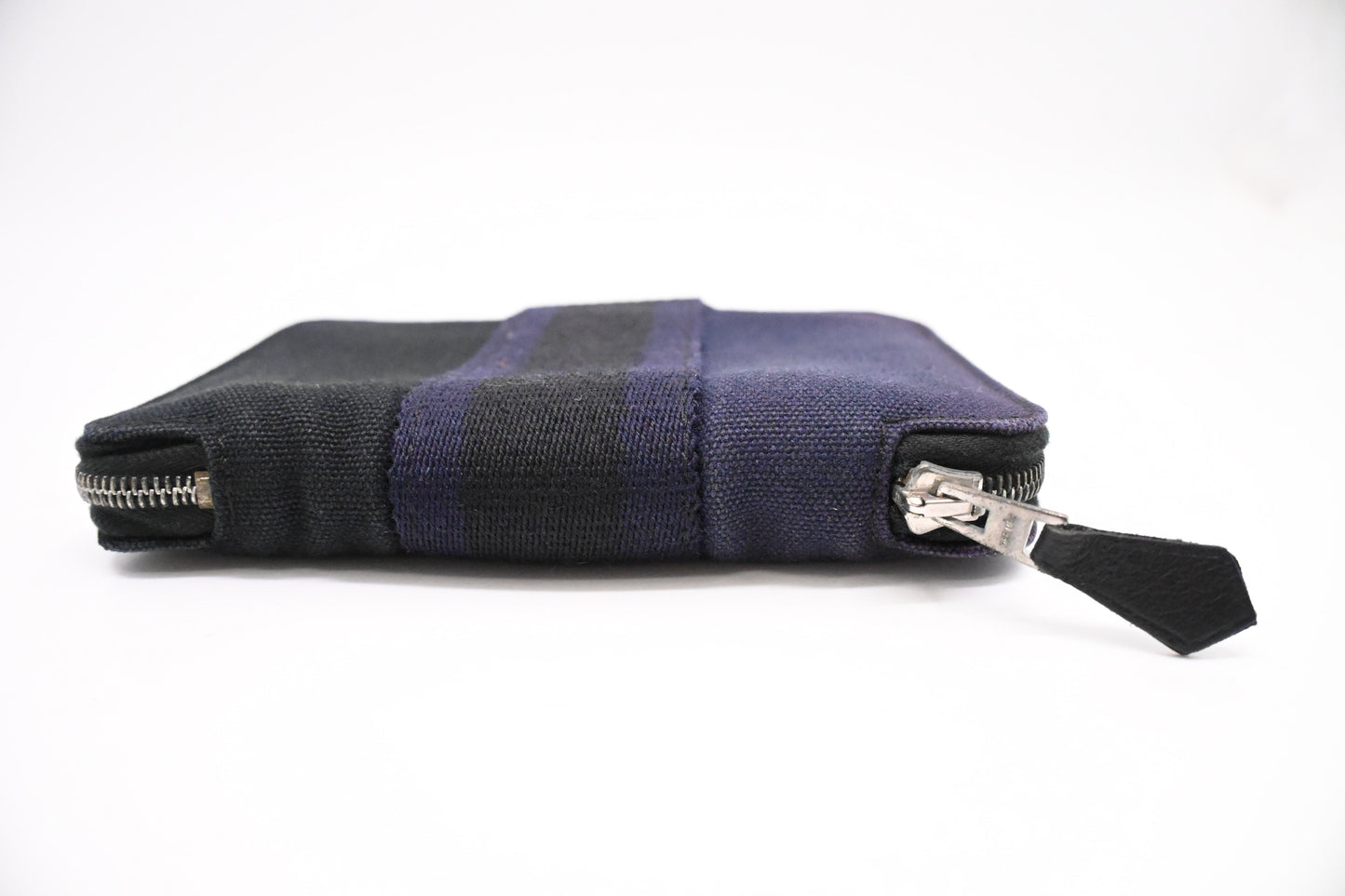 Hermes Fourre-Tout Wallet in Black and Blue Canvas