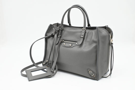 Balenciaga Paper A6 2way Bag in Grey Leather