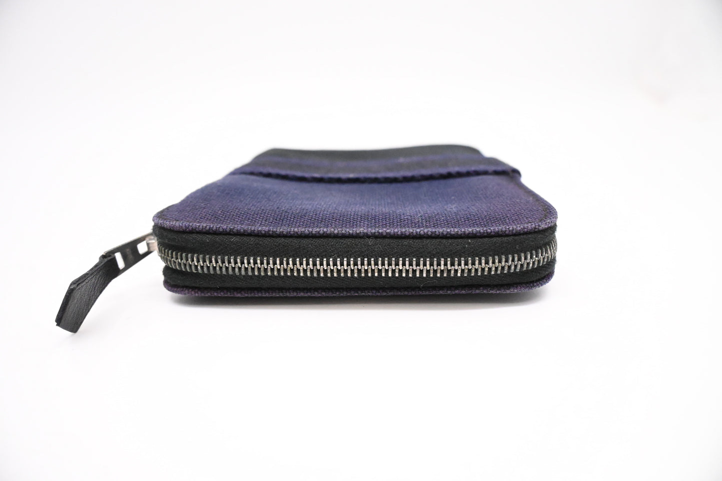 Hermes Fourre-Tout Wallet in Black and Blue Canvas