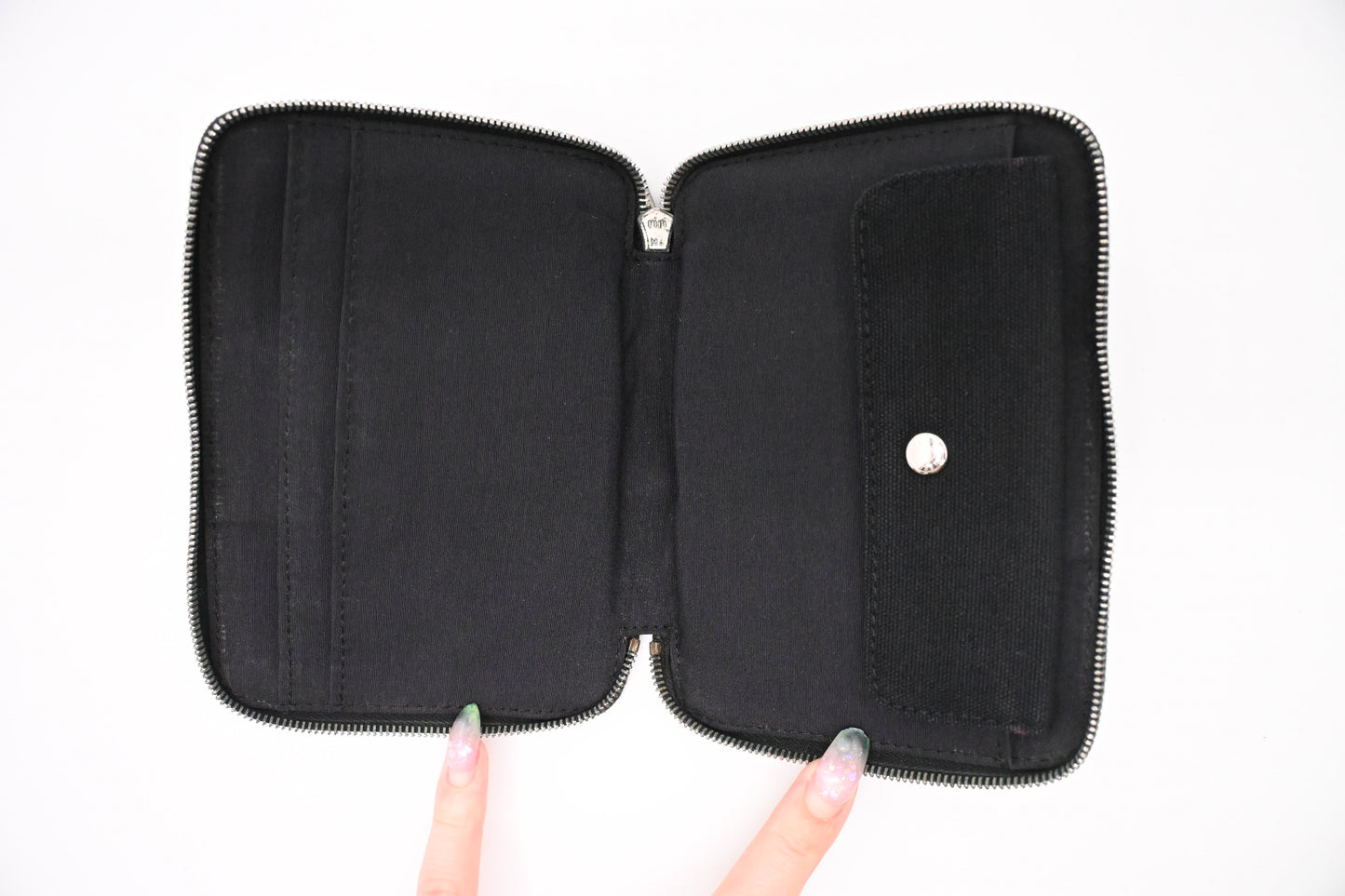 Hermes Fourre-Tout Wallet in Black and Blue Canvas