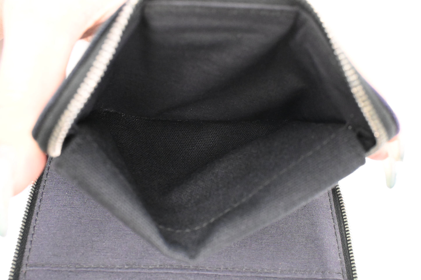 Hermes Fourre-Tout Wallet in Black and Blue Canvas