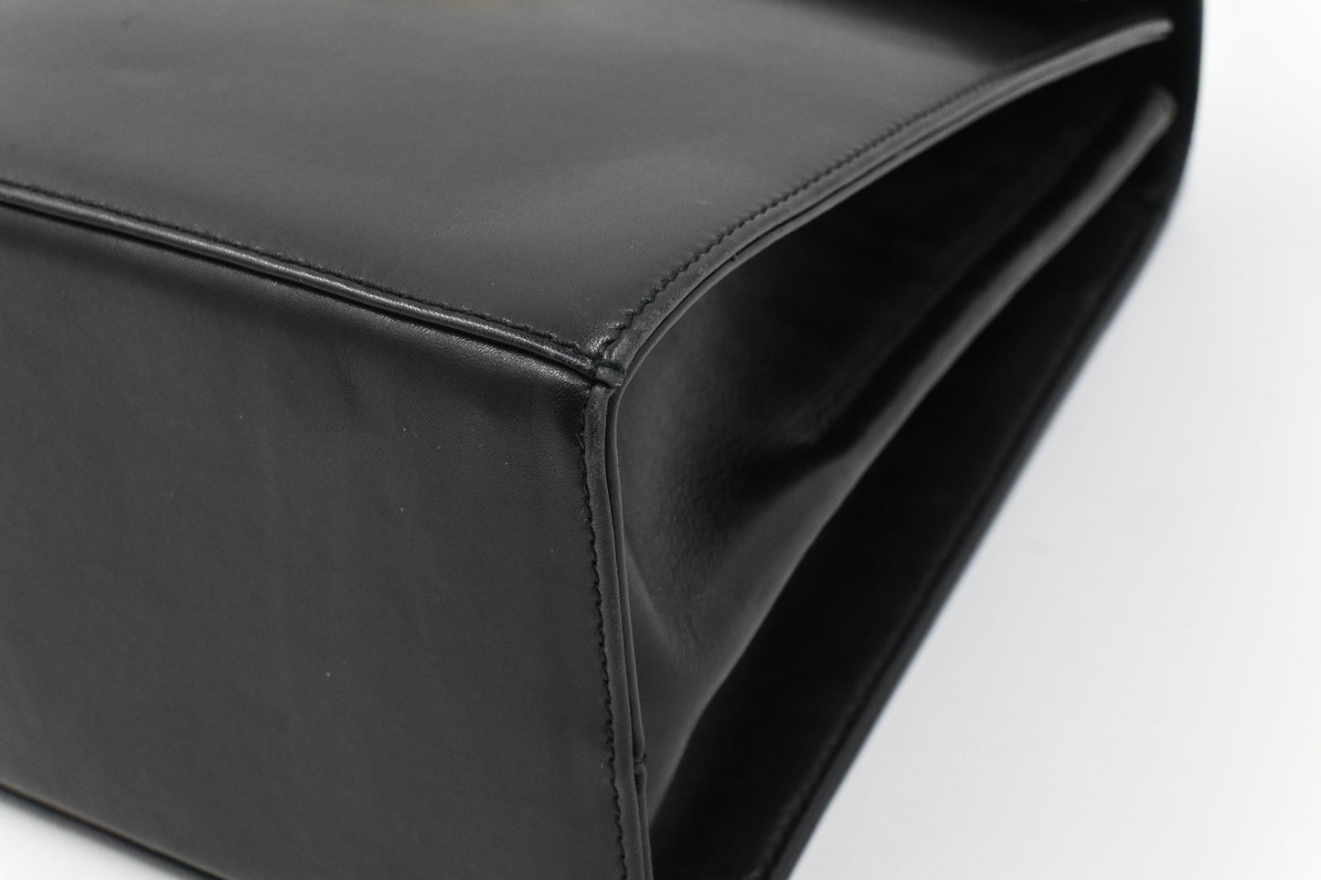 Ferragamo Gancini Two Way Handbag in Black Leather