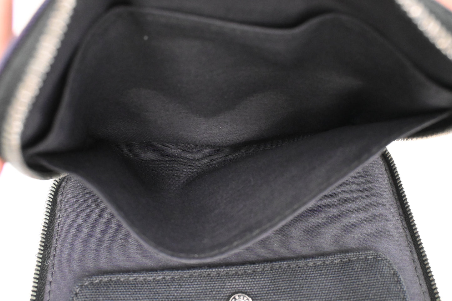 Hermes Fourre-Tout Wallet in Black and Blue Canvas