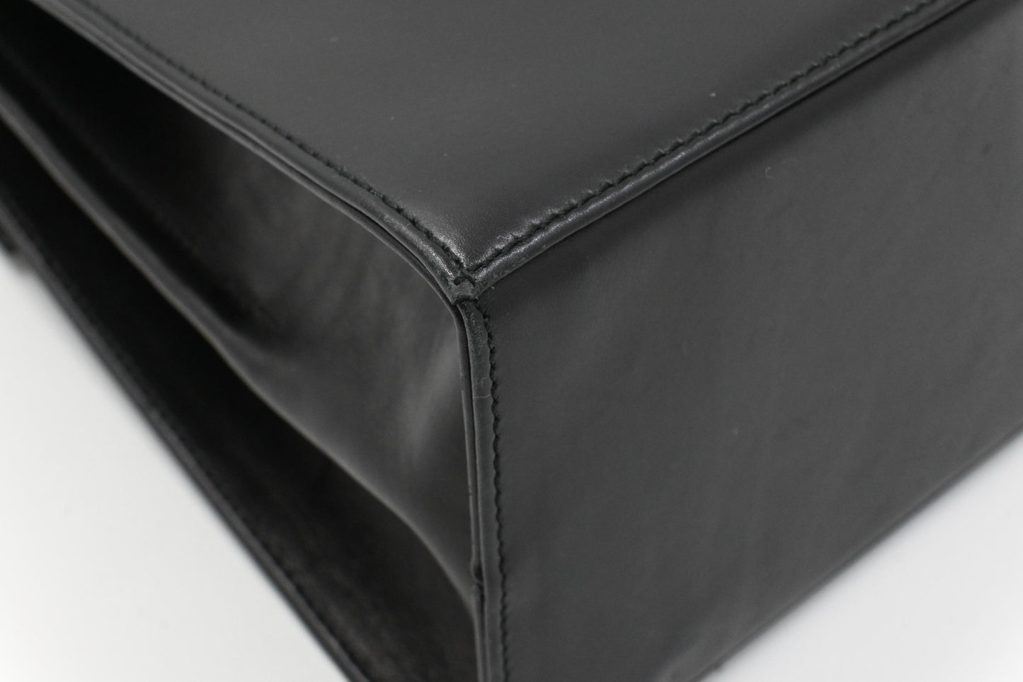 Ferragamo Gancini Two Way Handbag in Black Leather