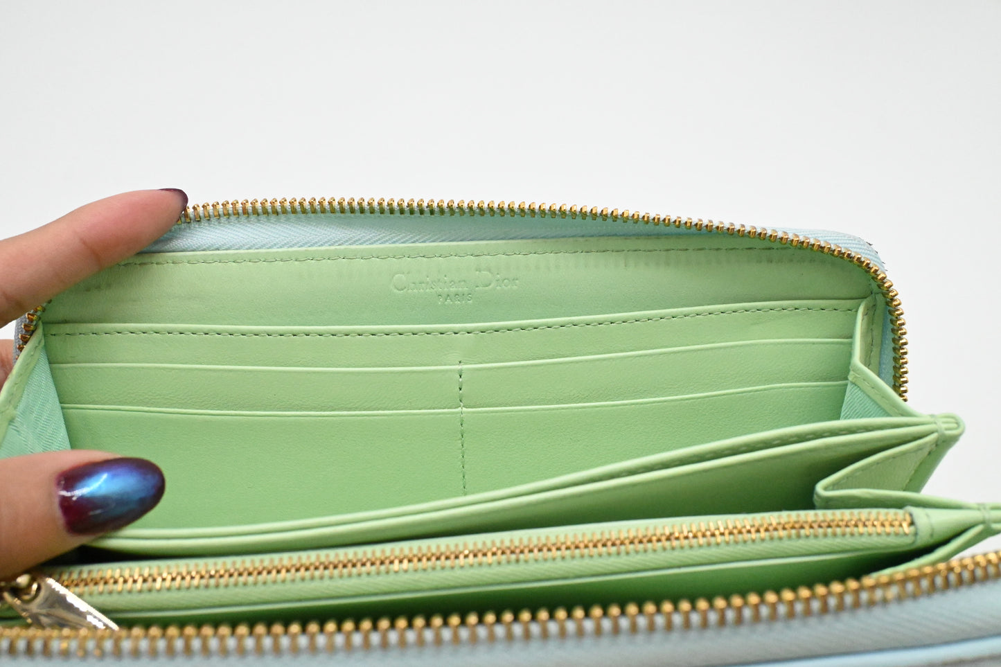 Dior Voyageur Wallet in Light Blue Leather