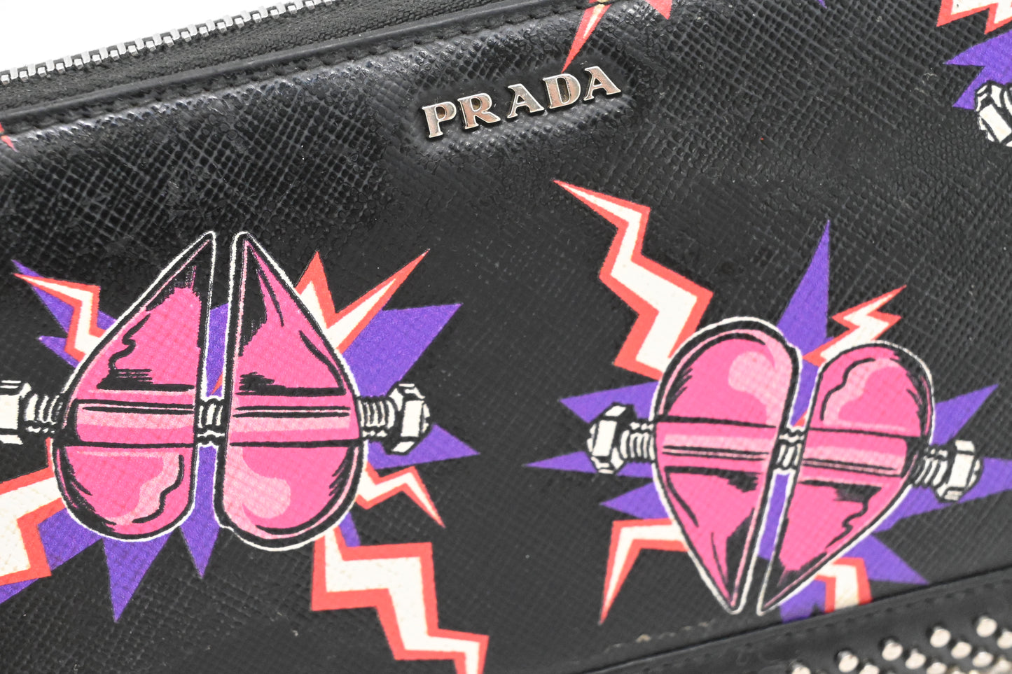 Prada x Universal Studios Frankenstein Wallet in Black Multicolor Leather