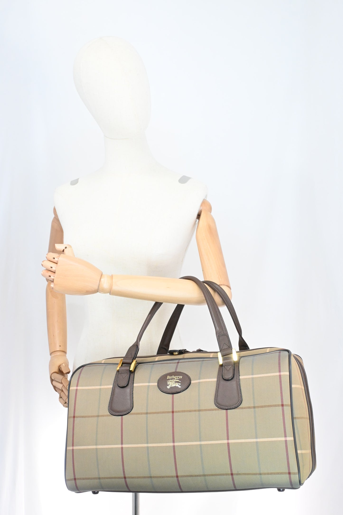 Burberry Boston Bag in Green Canvas