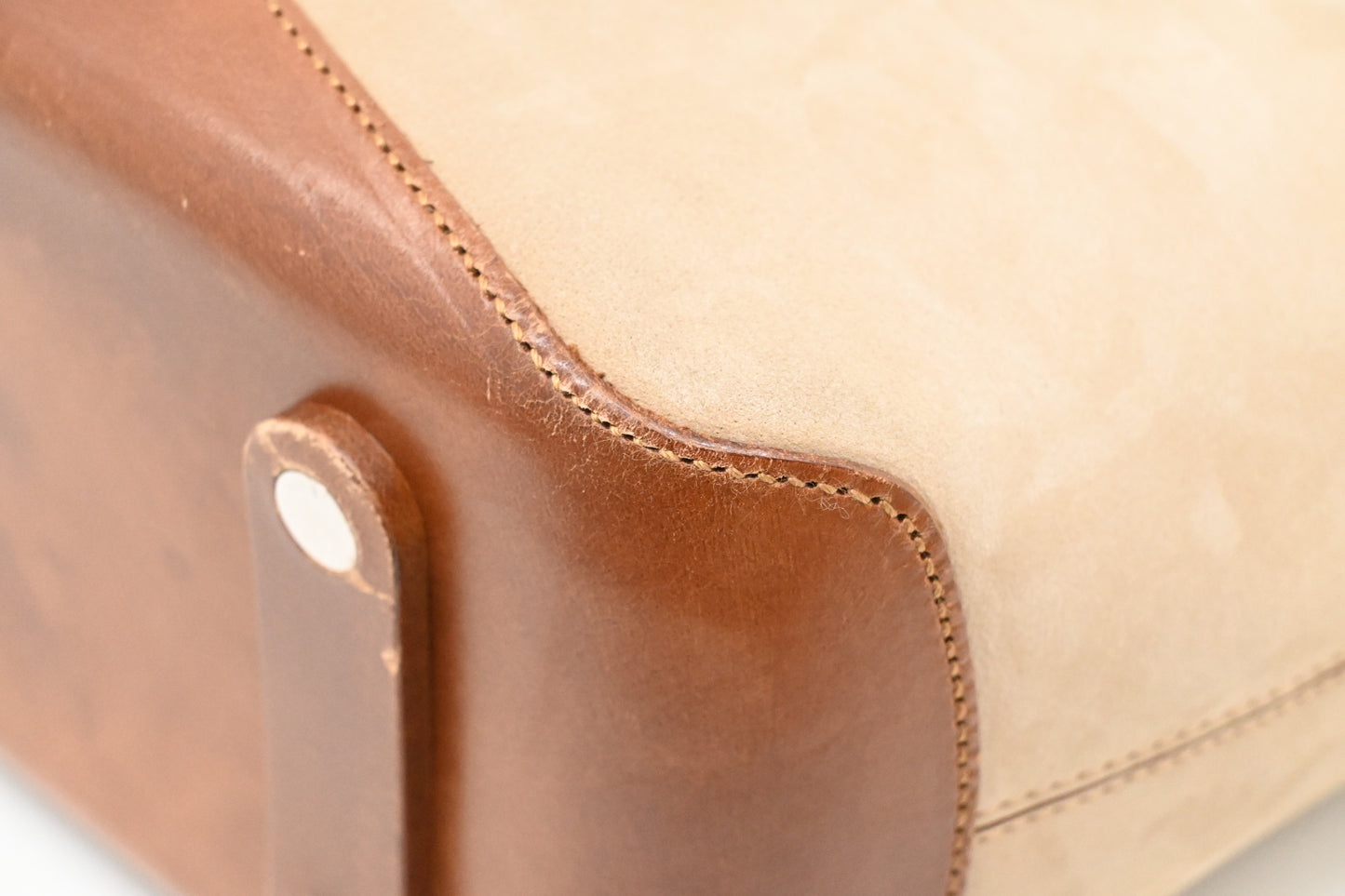 Ferragamo 2way Bag in Beige Suede Leather