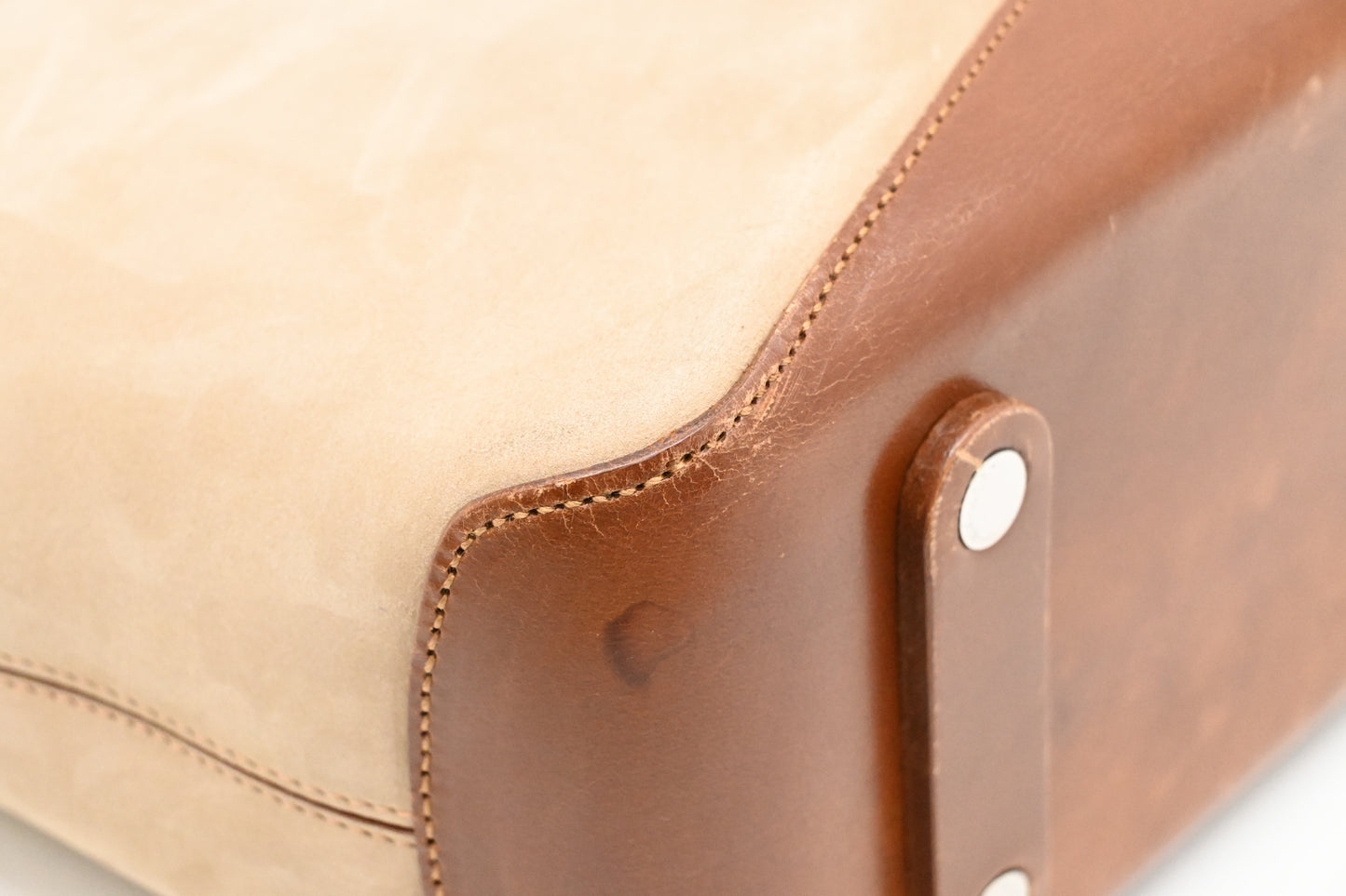 Ferragamo 2way Bag in Beige Suede Leather