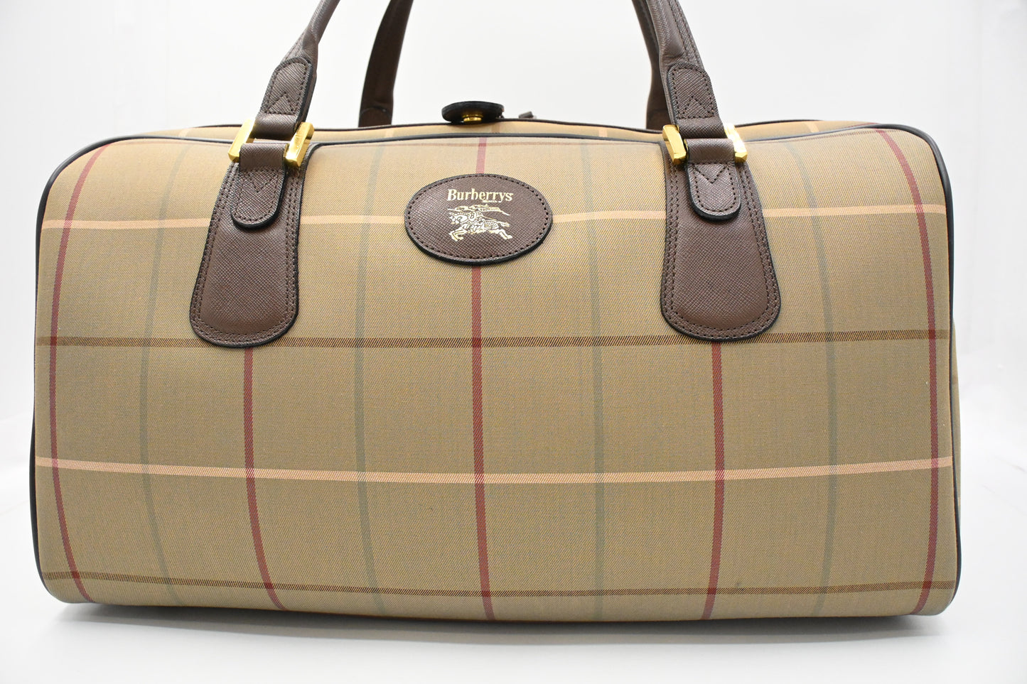 Burberry Boston Bag in Green Canvas
