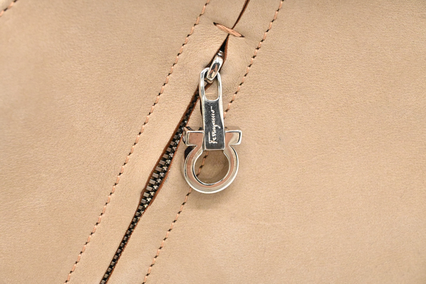 Ferragamo 2way Bag in Beige Suede Leather