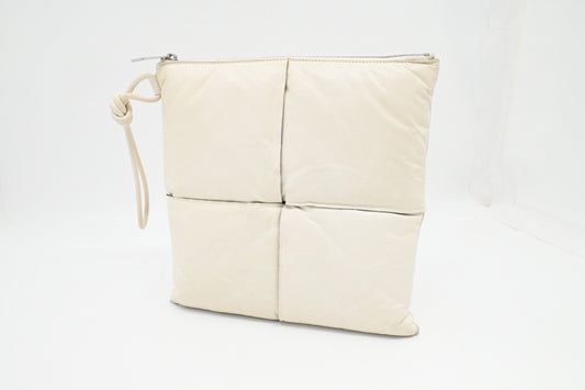 Bottega Veneta Maxi Padded Clutch in White Leather