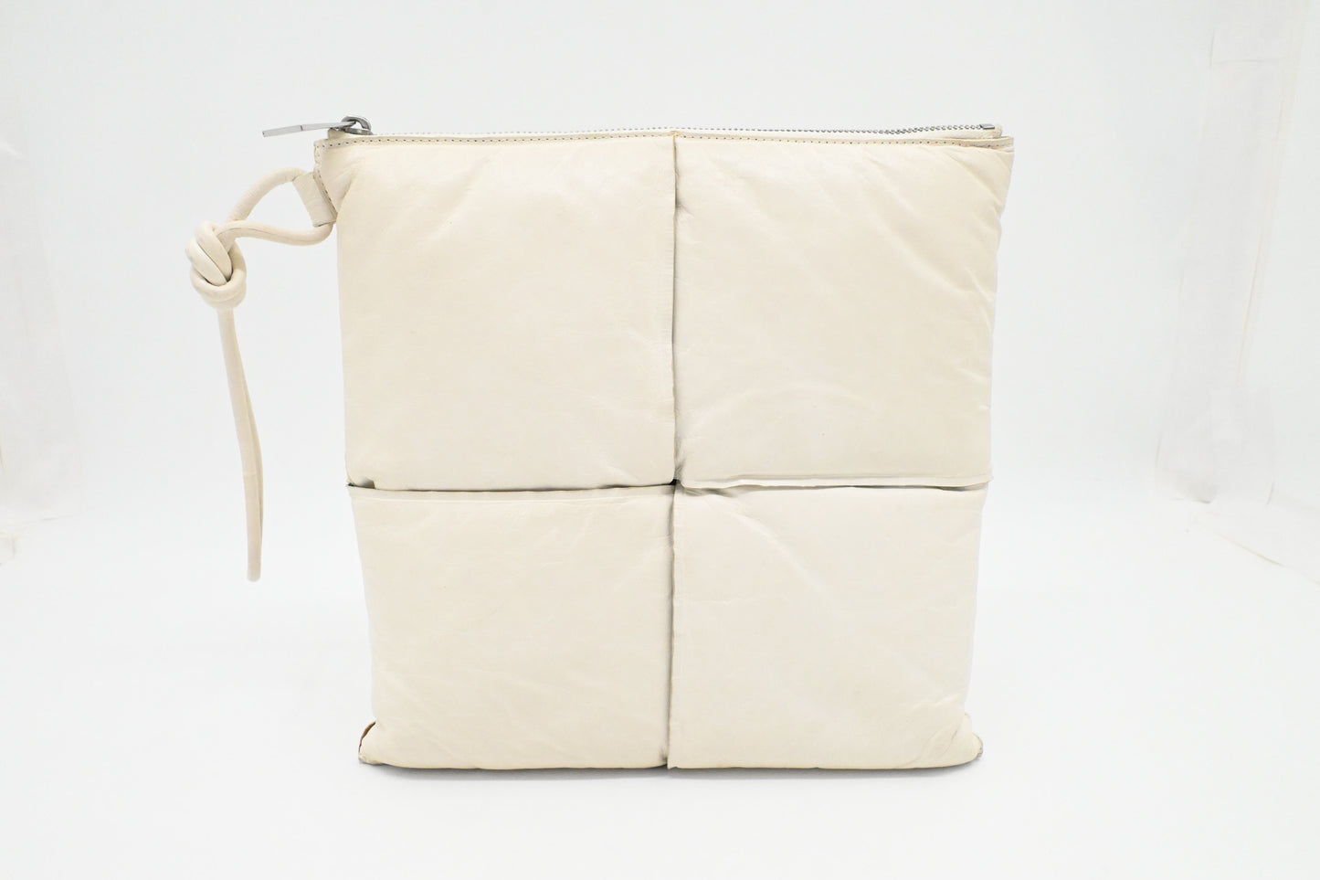 Bottega Veneta Maxi Padded Clutch in White Leather