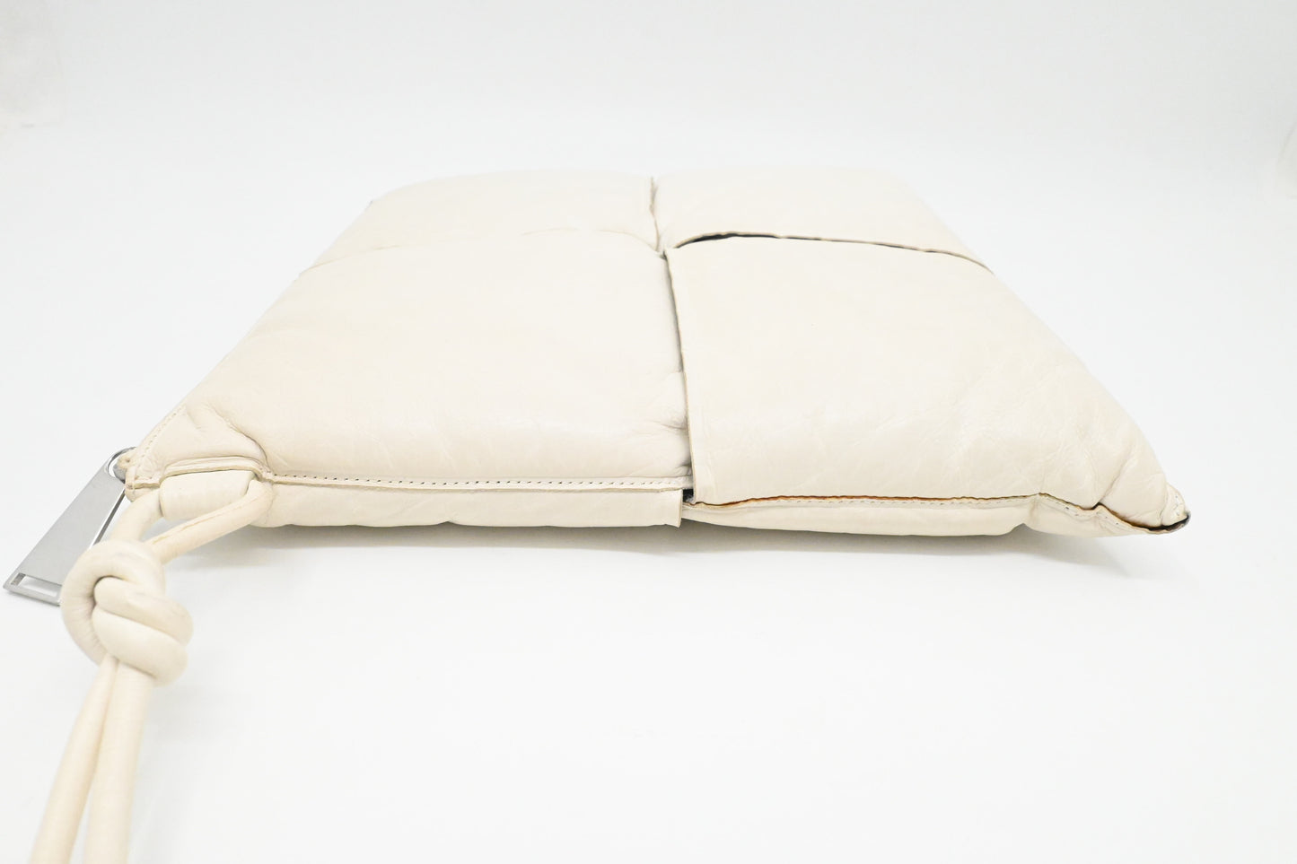 Bottega Veneta Maxi Padded Clutch in White Leather
