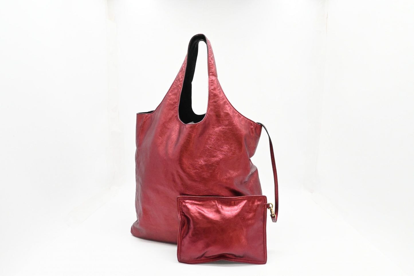 Burberry Large Hobo Bag in Metallic Red Leather