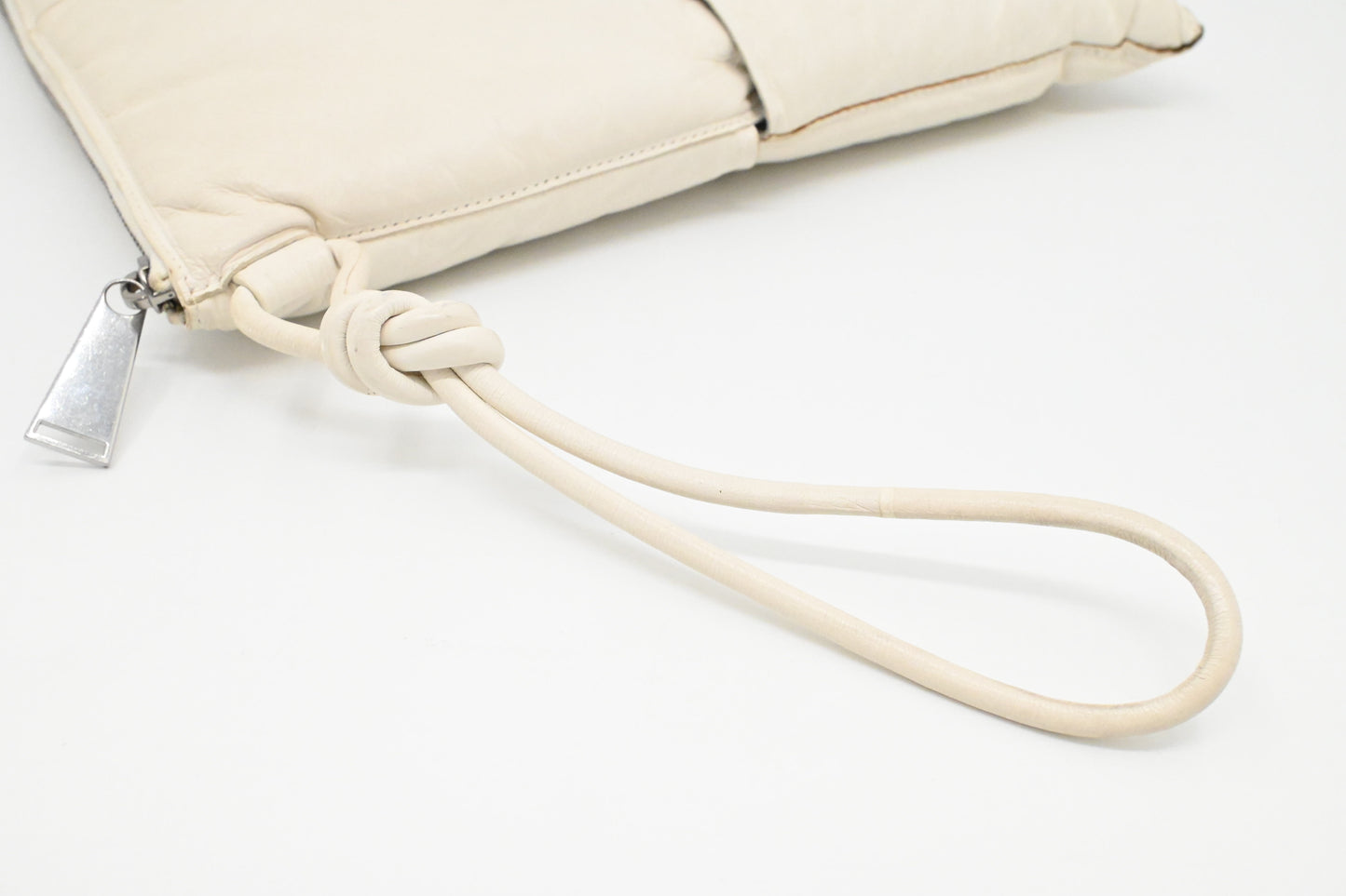 Bottega Veneta Maxi Padded Clutch in White Leather
