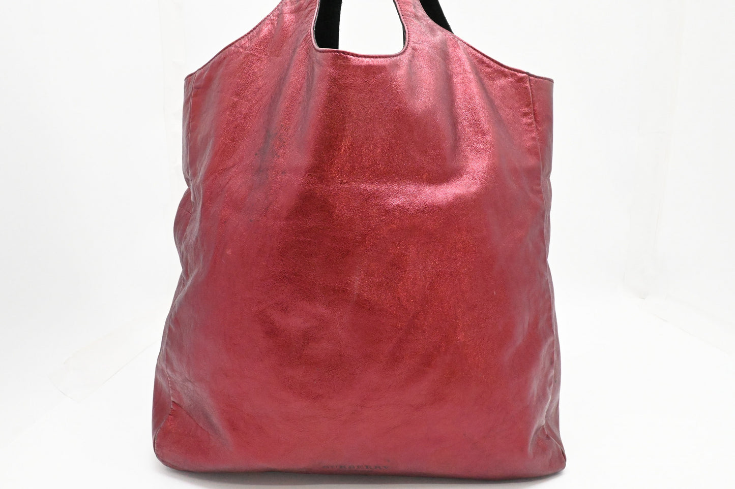 Burberry Large Hobo Bag in Metallic Red Leather