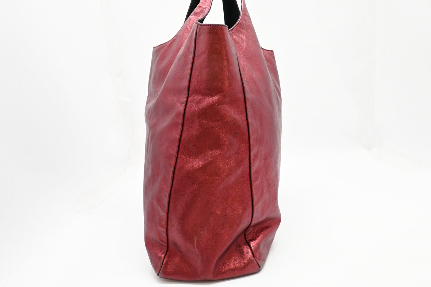 Burberry Large Hobo Bag in Metallic Red Leather