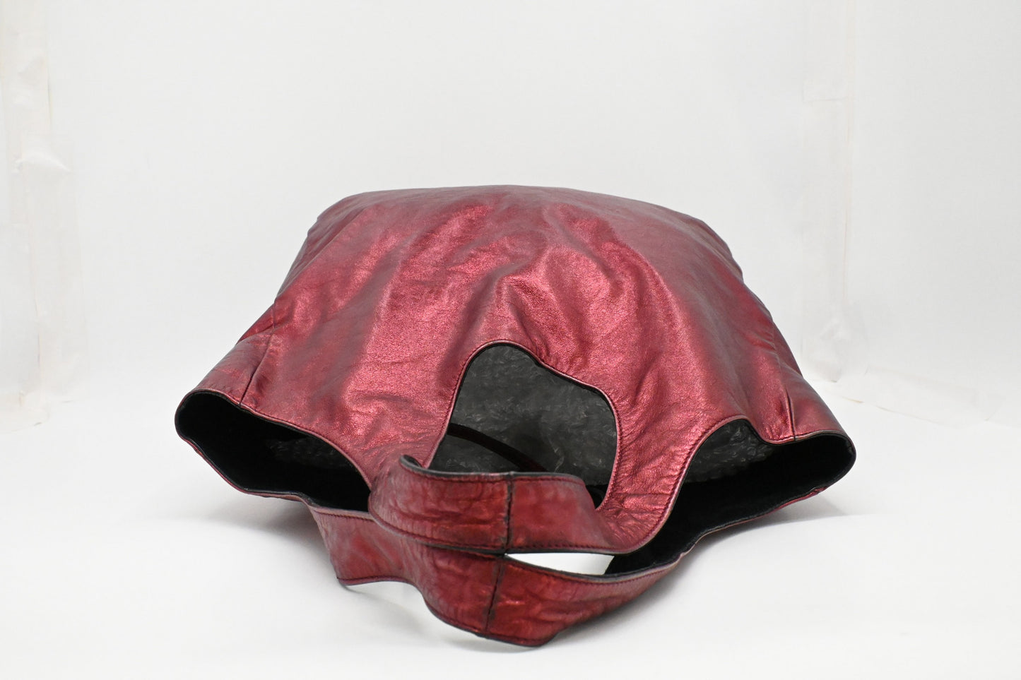 Burberry Large Hobo Bag in Metallic Red Leather