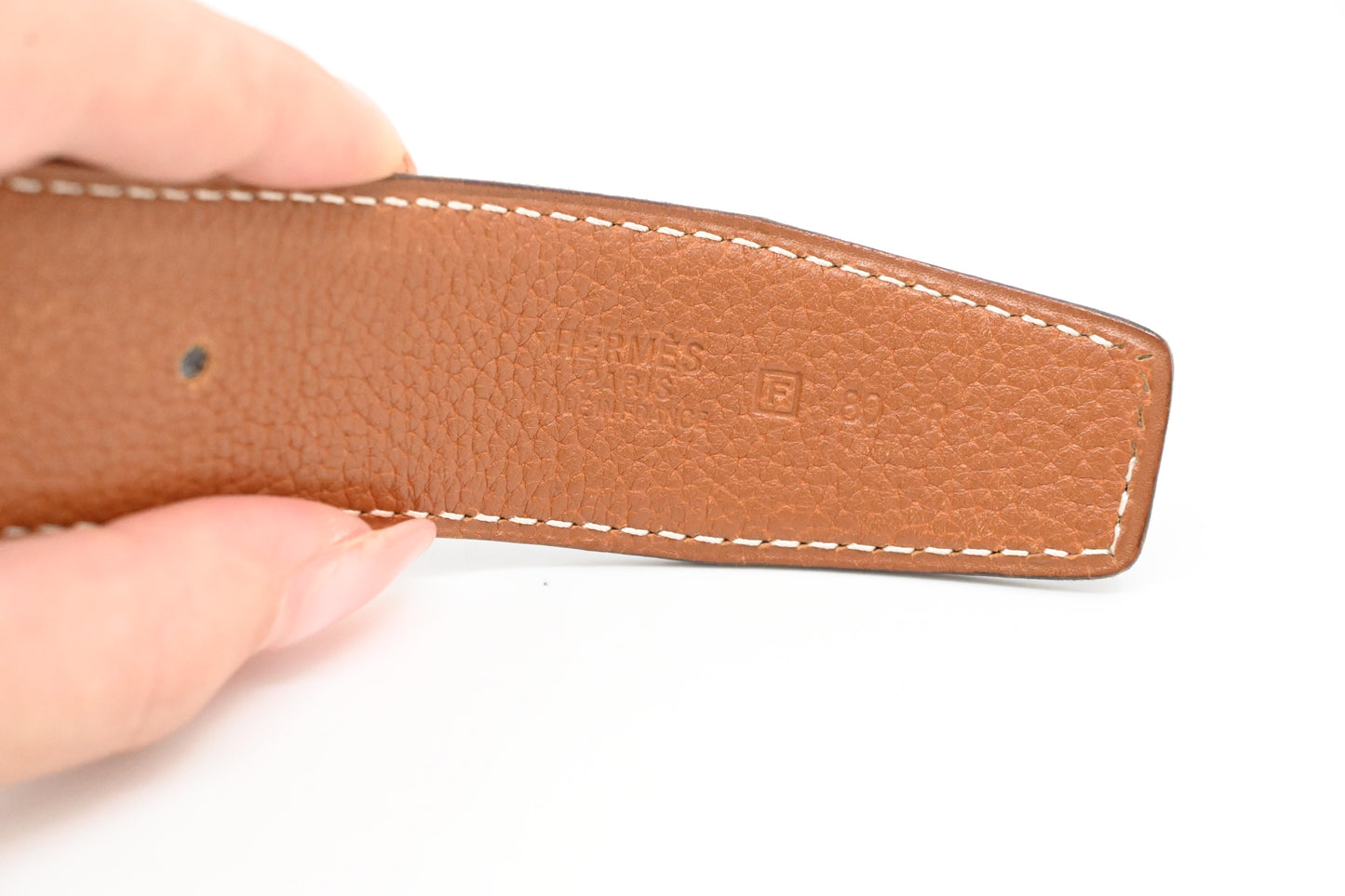 Hermes Constance Belt in Brown Leather