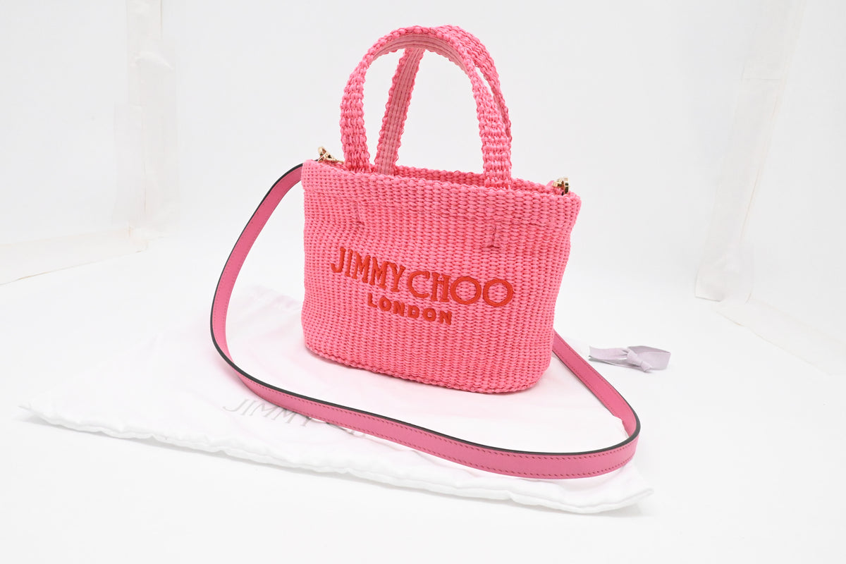 Jimmy Choo 2way Bag in Pink Raffia – Weekly Lux Drop