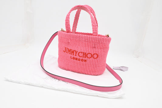 Jimmy Choo 2way Bag in Pink Raffia