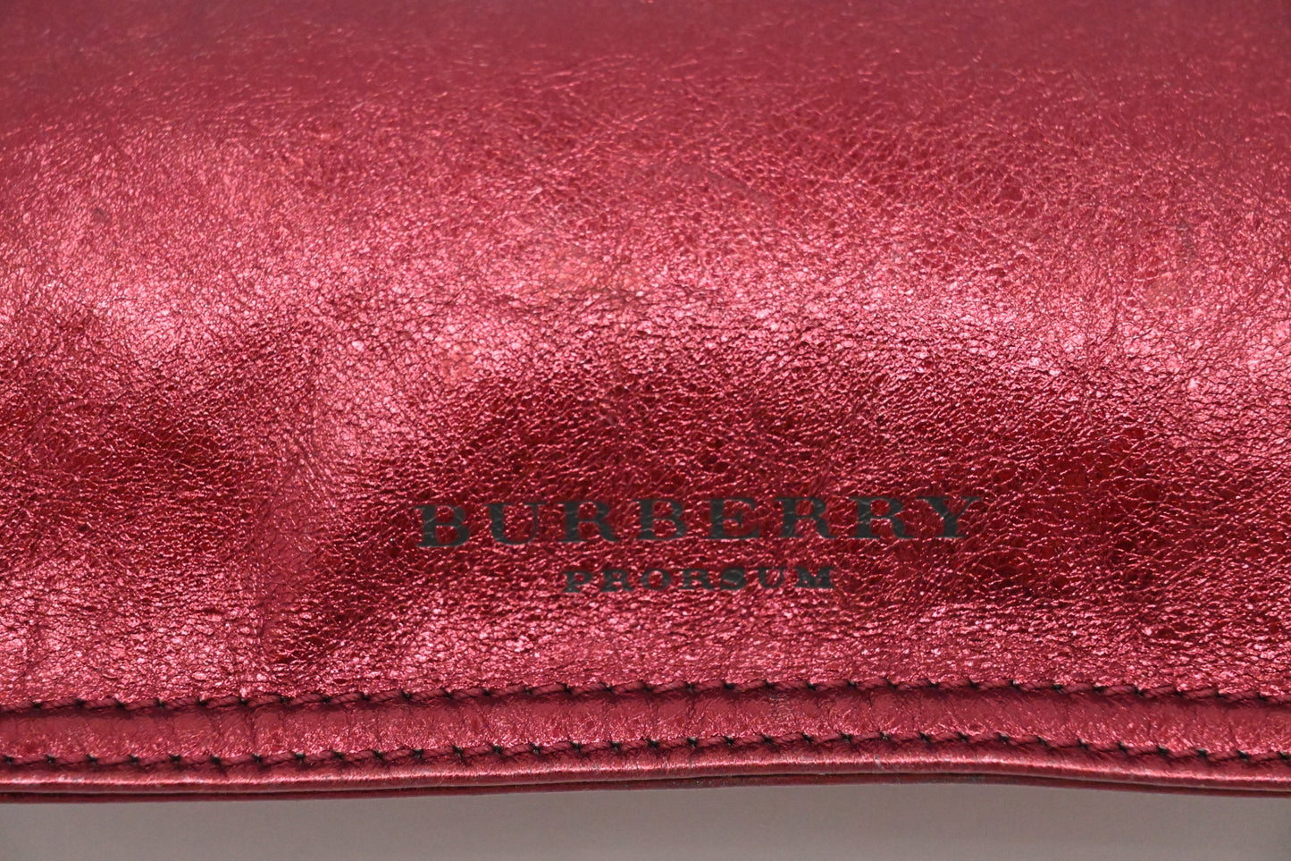 Burberry Large Hobo Bag in Metallic Red Leather
