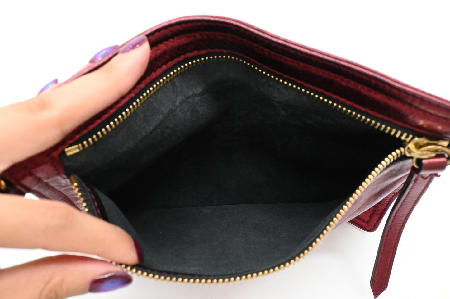 Burberry Large Hobo Bag in Metallic Red Leather