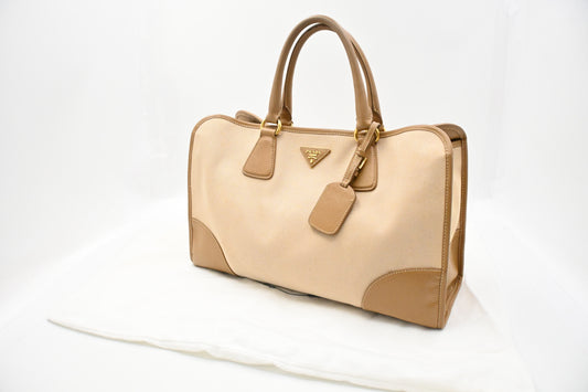 Prada Tote in Beige Canvas
