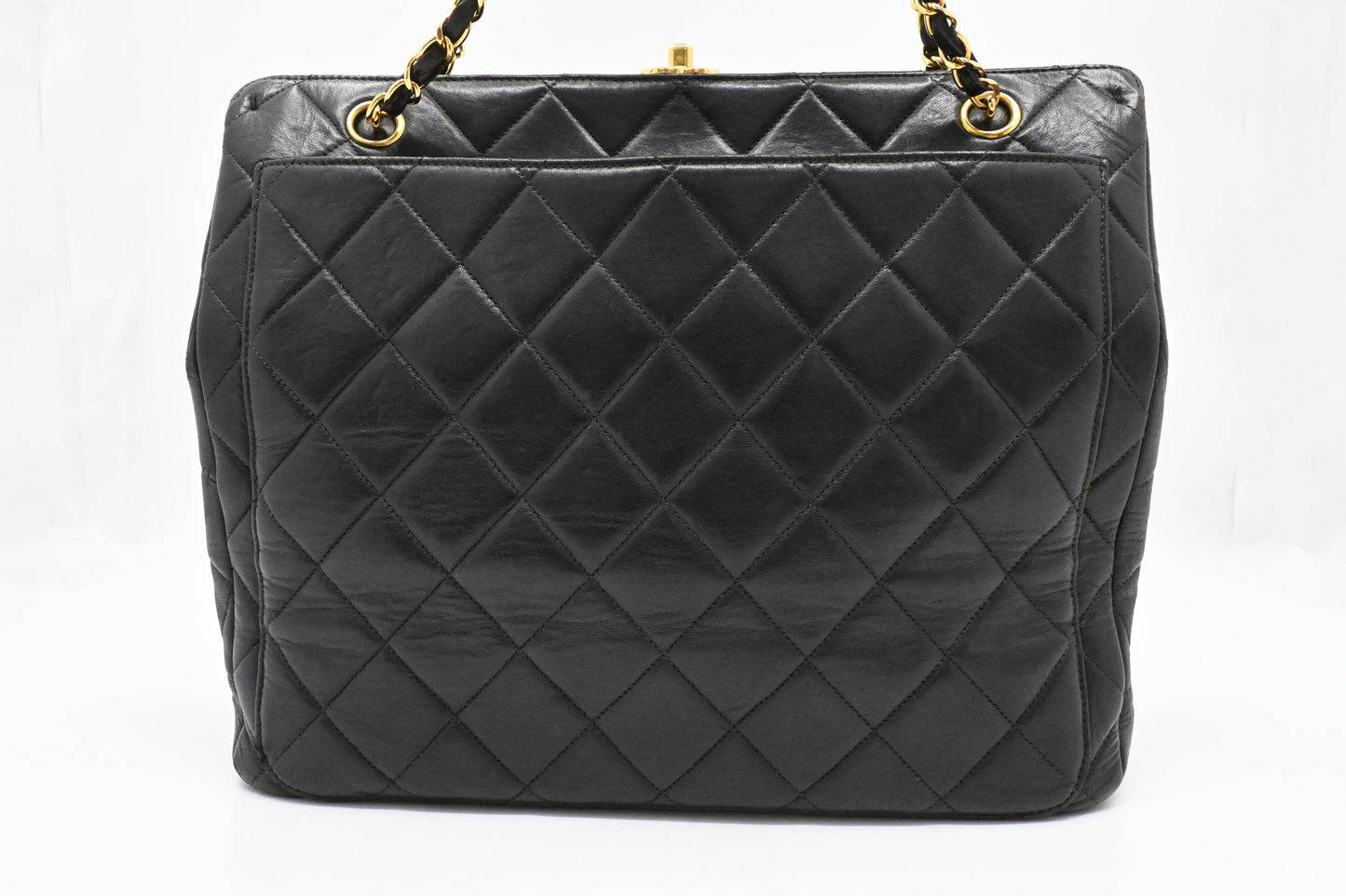 Chanel Chain Shoulder Bag in Black Mattelasse Leather