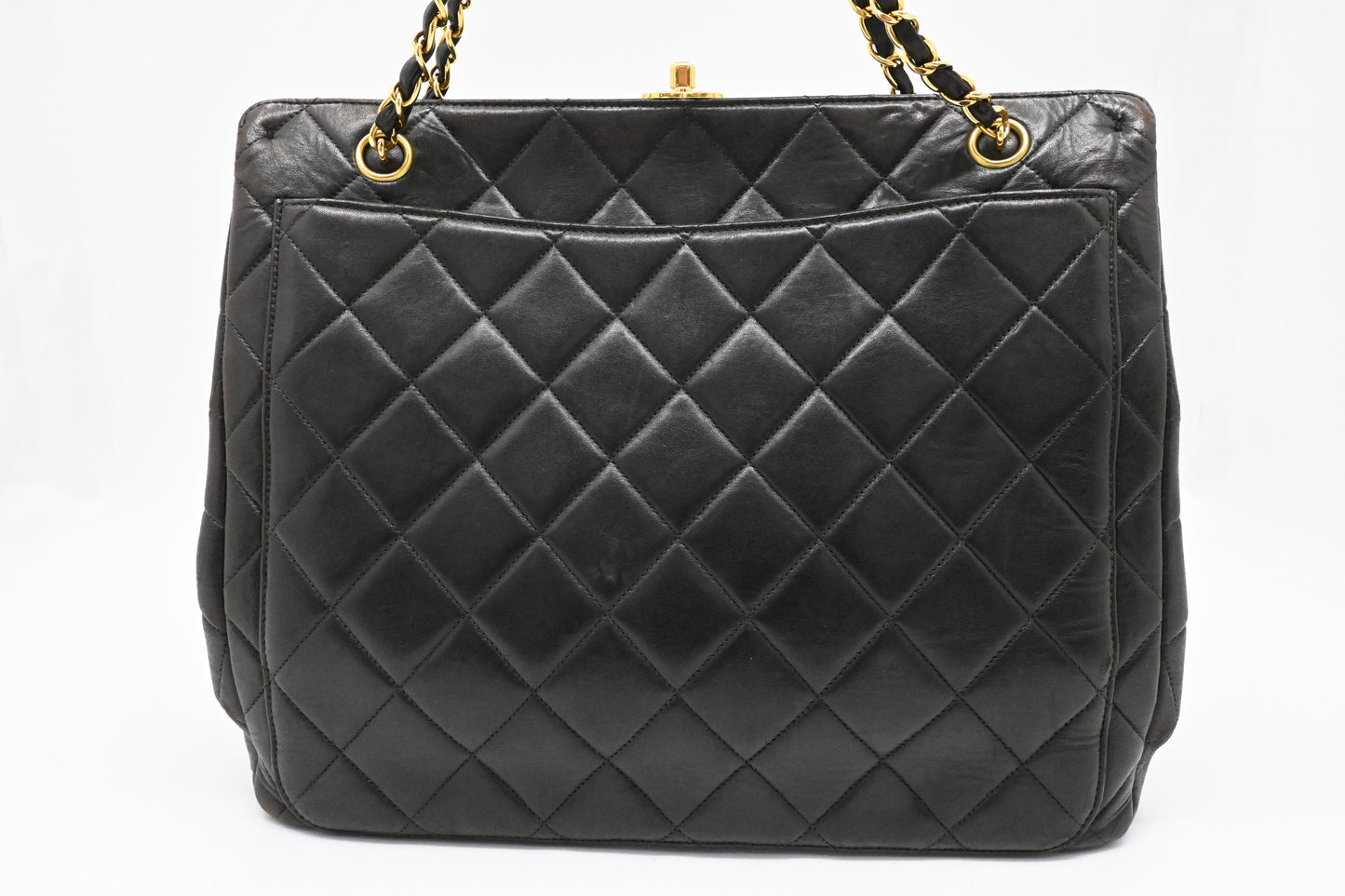 Chanel Chain Shoulder Bag in Black Mattelasse Leather