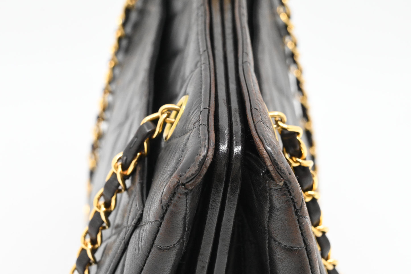 Chanel Chain Shoulder Bag in Black Mattelasse Leather