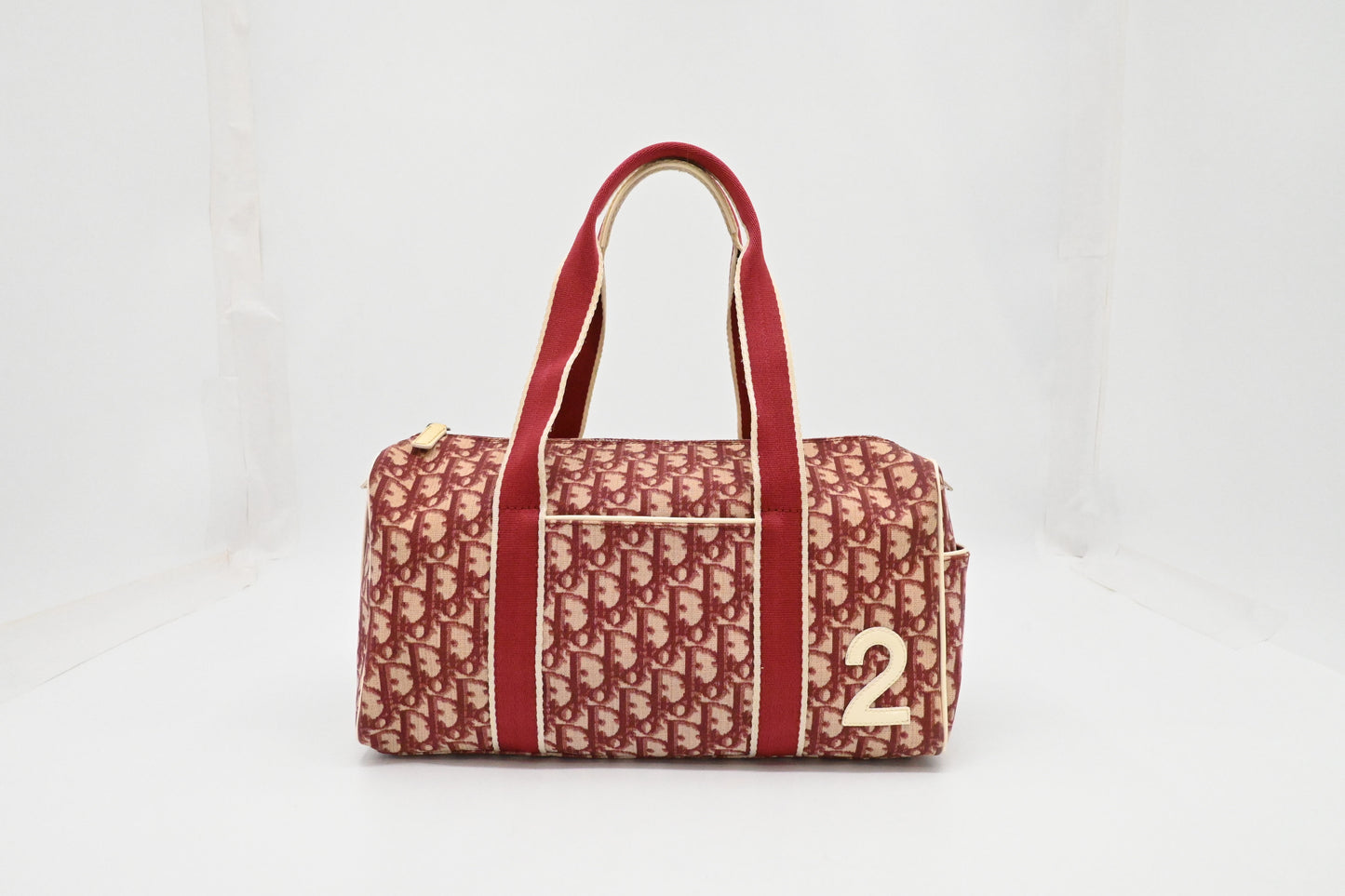 Dior Boston Bag in Red Oblique Coated Canvas