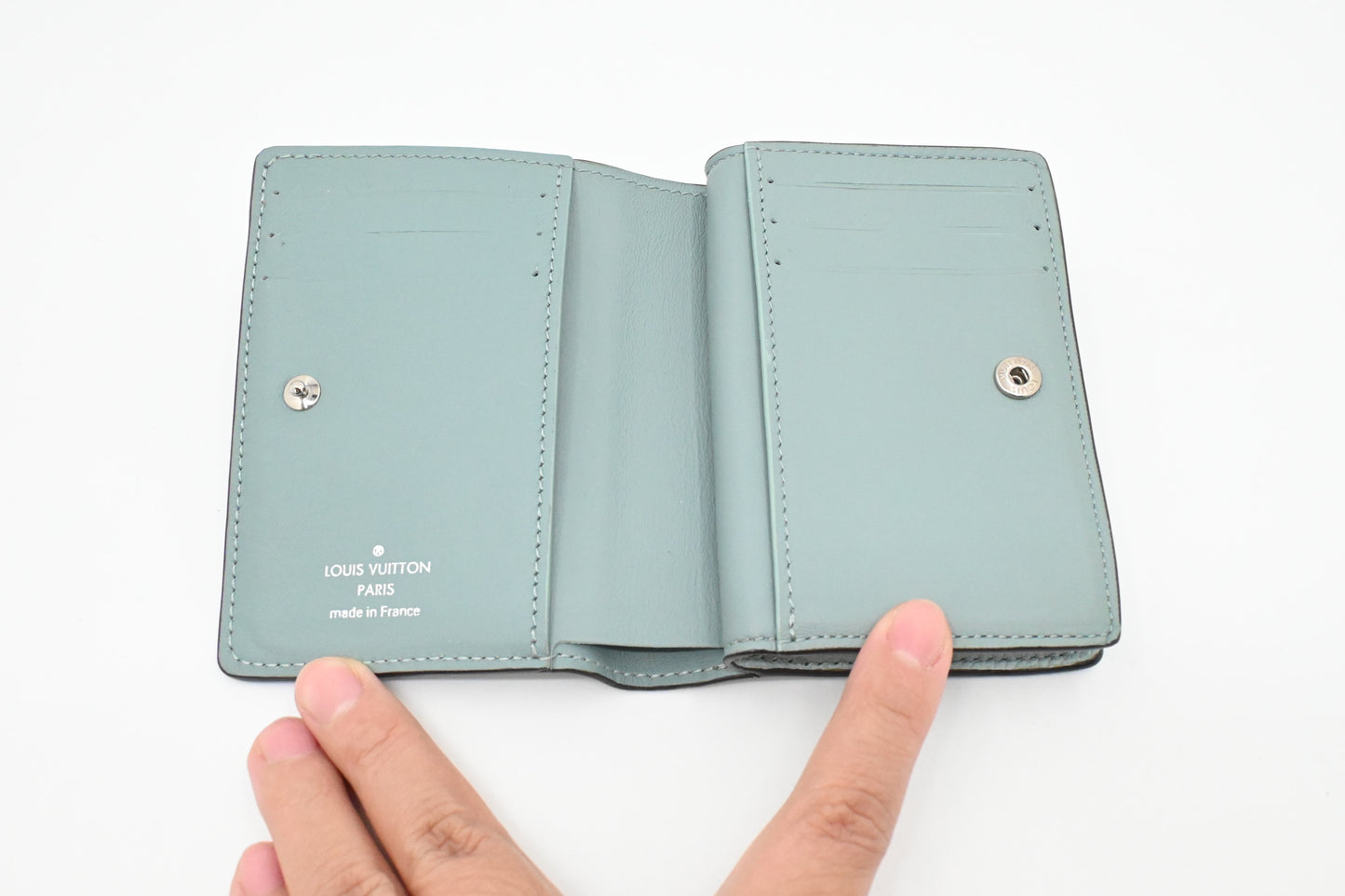 Louis Vuitton Clea Wallet in Light Blue Mahina Leather