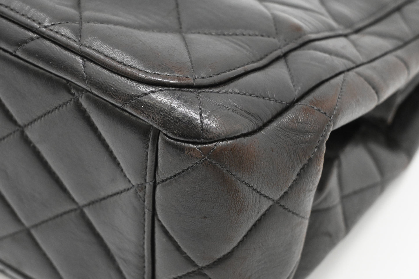 Chanel Chain Shoulder Bag in Black Mattelasse Leather