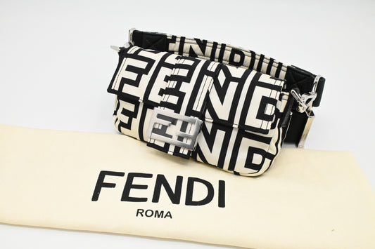Fendi x Marc Jacobs Convertible Mini Baguette Satchel in Black and White Nylon