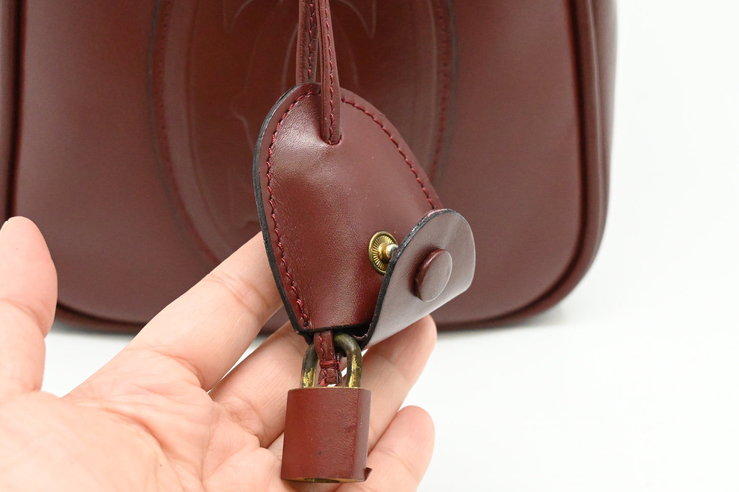 Cartier Handbag in Burgundy Leather
