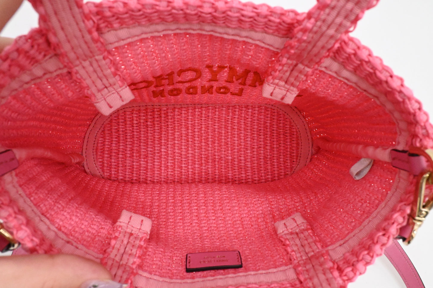 Jimmy Choo 2way Bag in Pink Raffia