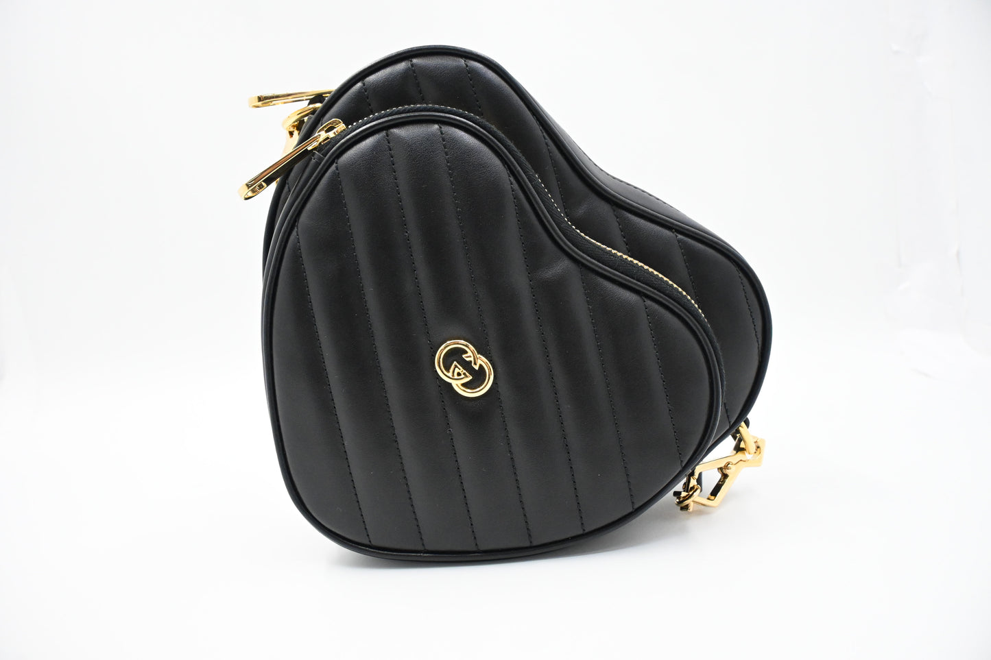 Gucci Heart Crossbody Bag in Black Quilted Leather