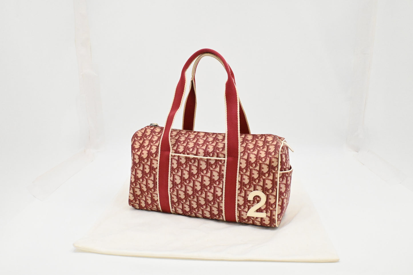 Dior Boston Bag in Red Oblique Coated Canvas