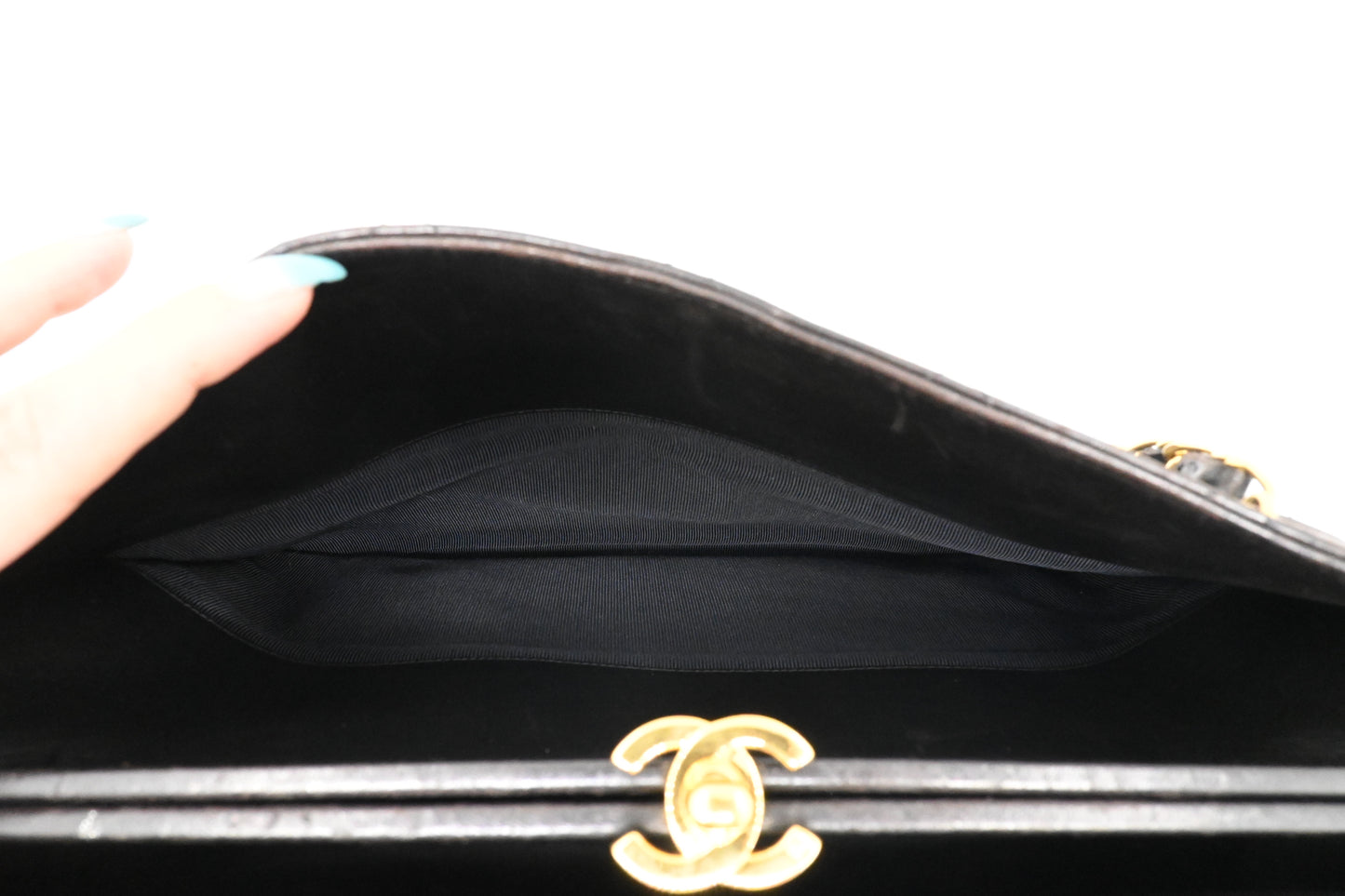 Chanel Chain Shoulder Bag in Black Mattelasse Leather